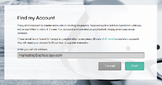 Find my account screenshot