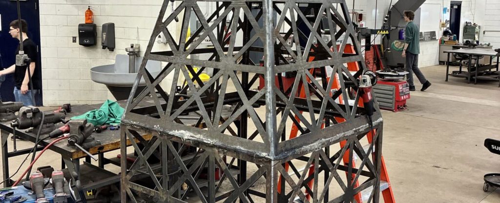 Students building Barnes-Hecker Mine Disaster Memorial